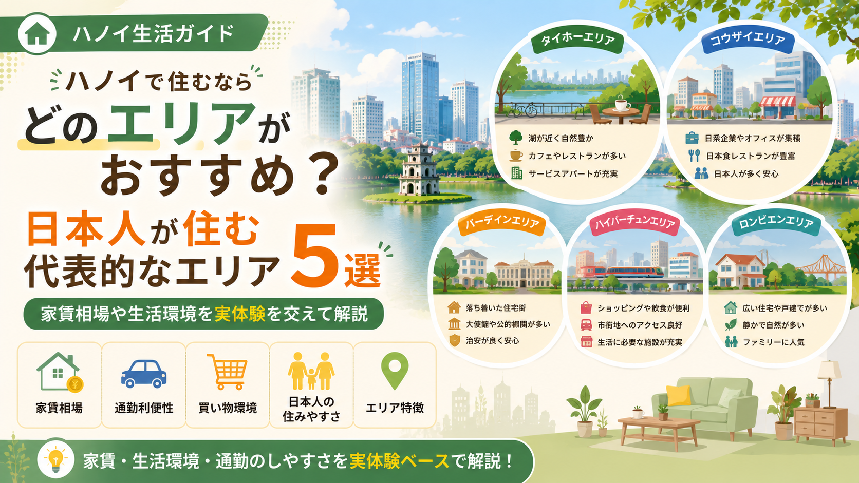 ハノイで日本人が住む代表的なエリア5選｜家賃相場や生活環境を実体験を交えて解説