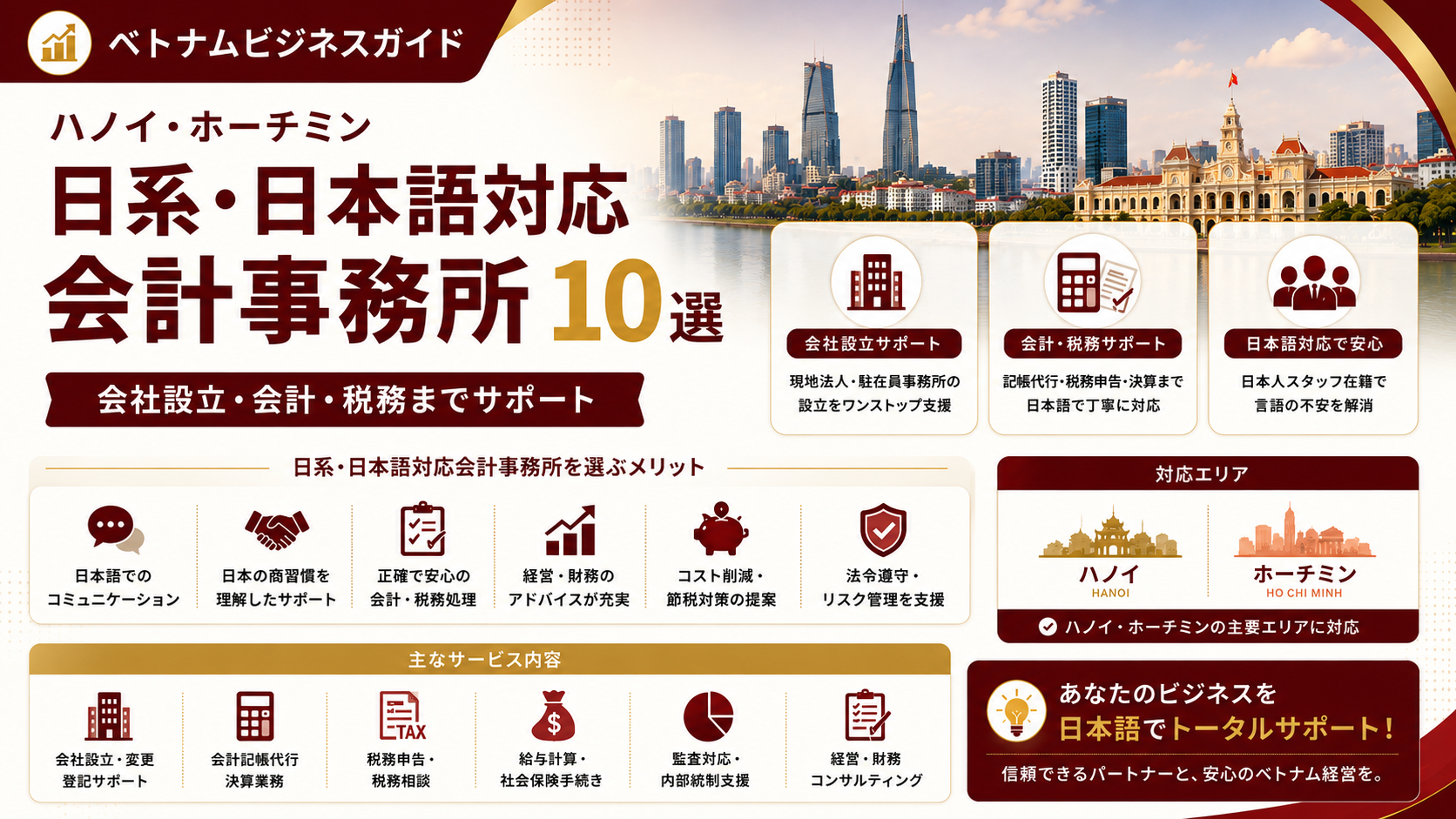 ハノイ・ホーチミン日系・日本語対応会計事務所10選｜会社設立・会計・税務までサポート