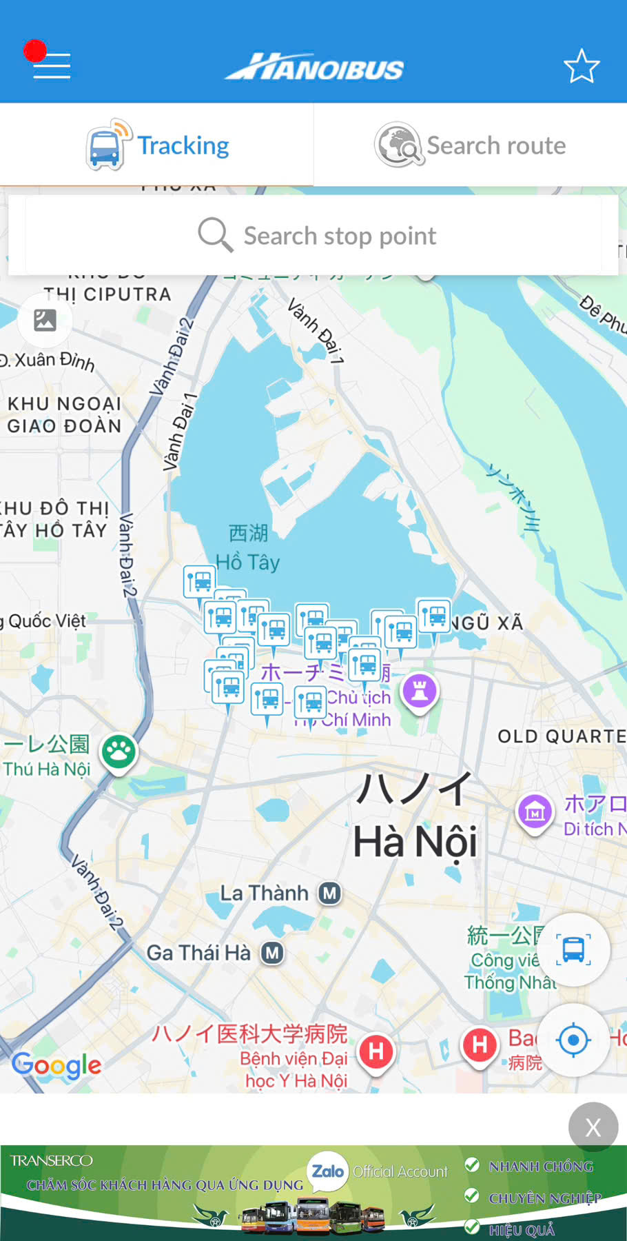 BusMapの画面