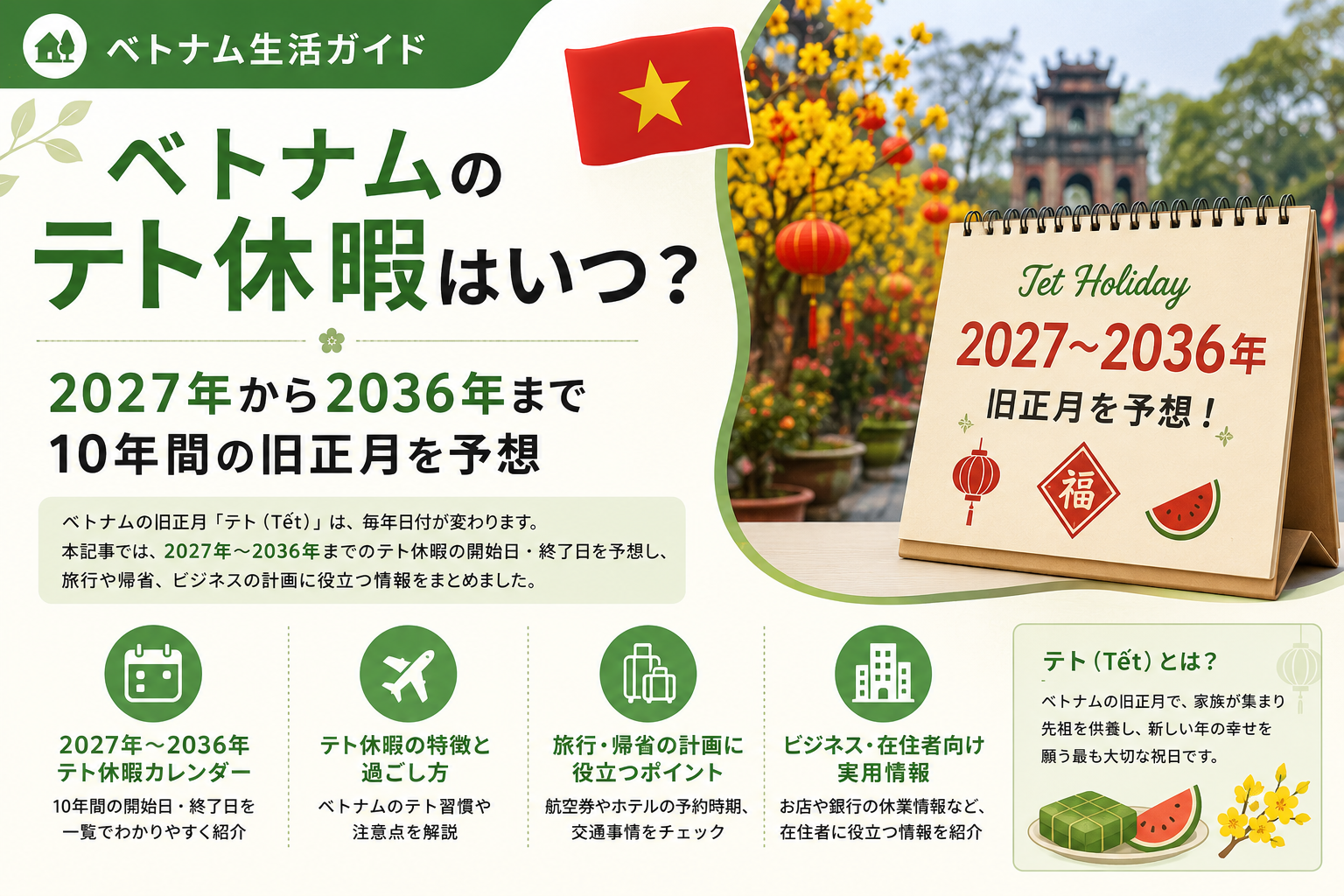 ベトナムのテト休暇はいつ？2027年から2036年まで10年間の旧正月を予想