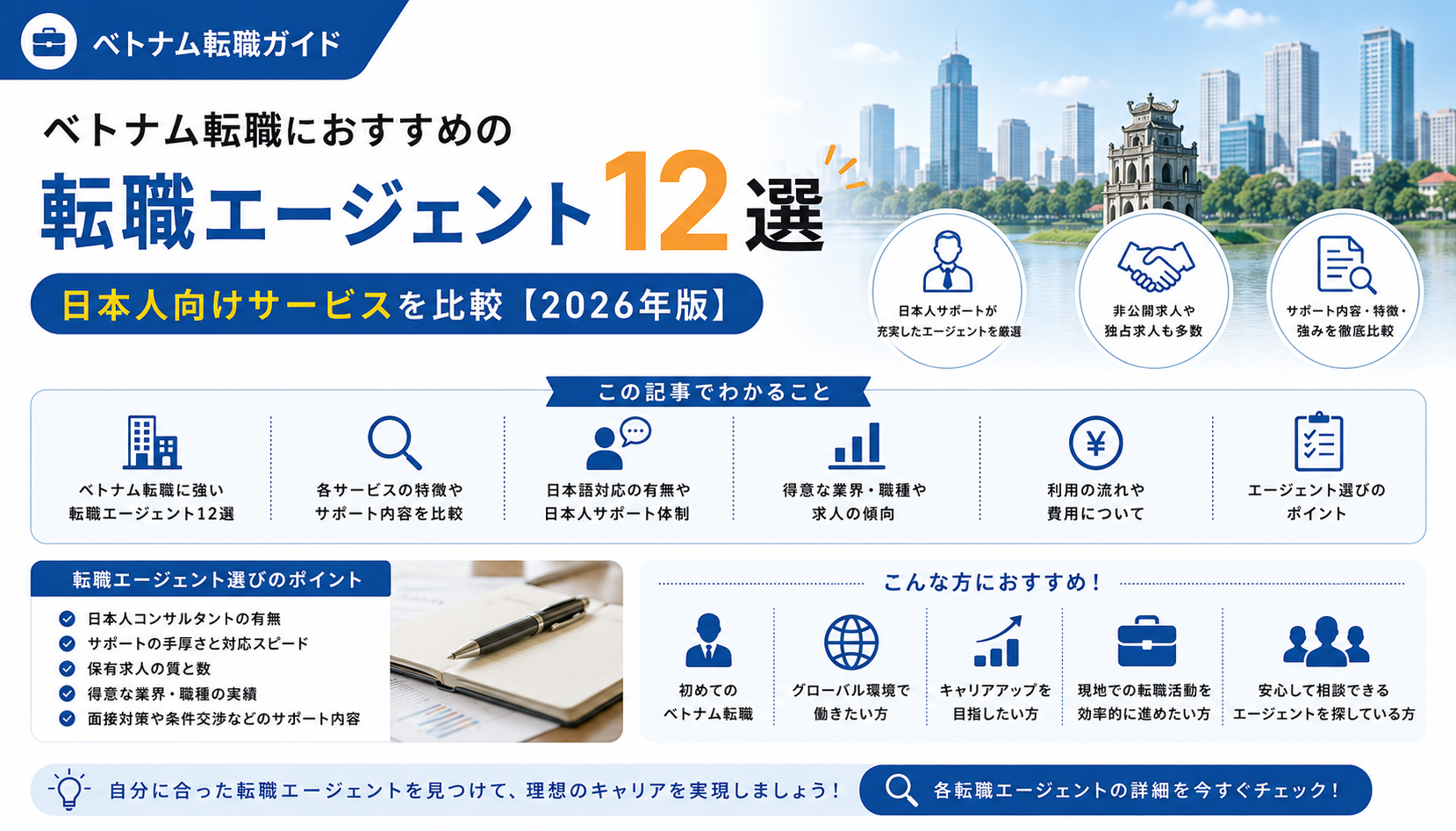 ベトナム転職におすすめの転職エージェント11選＋転職サービス1選｜日本人向けサービスを比較【2026年版】